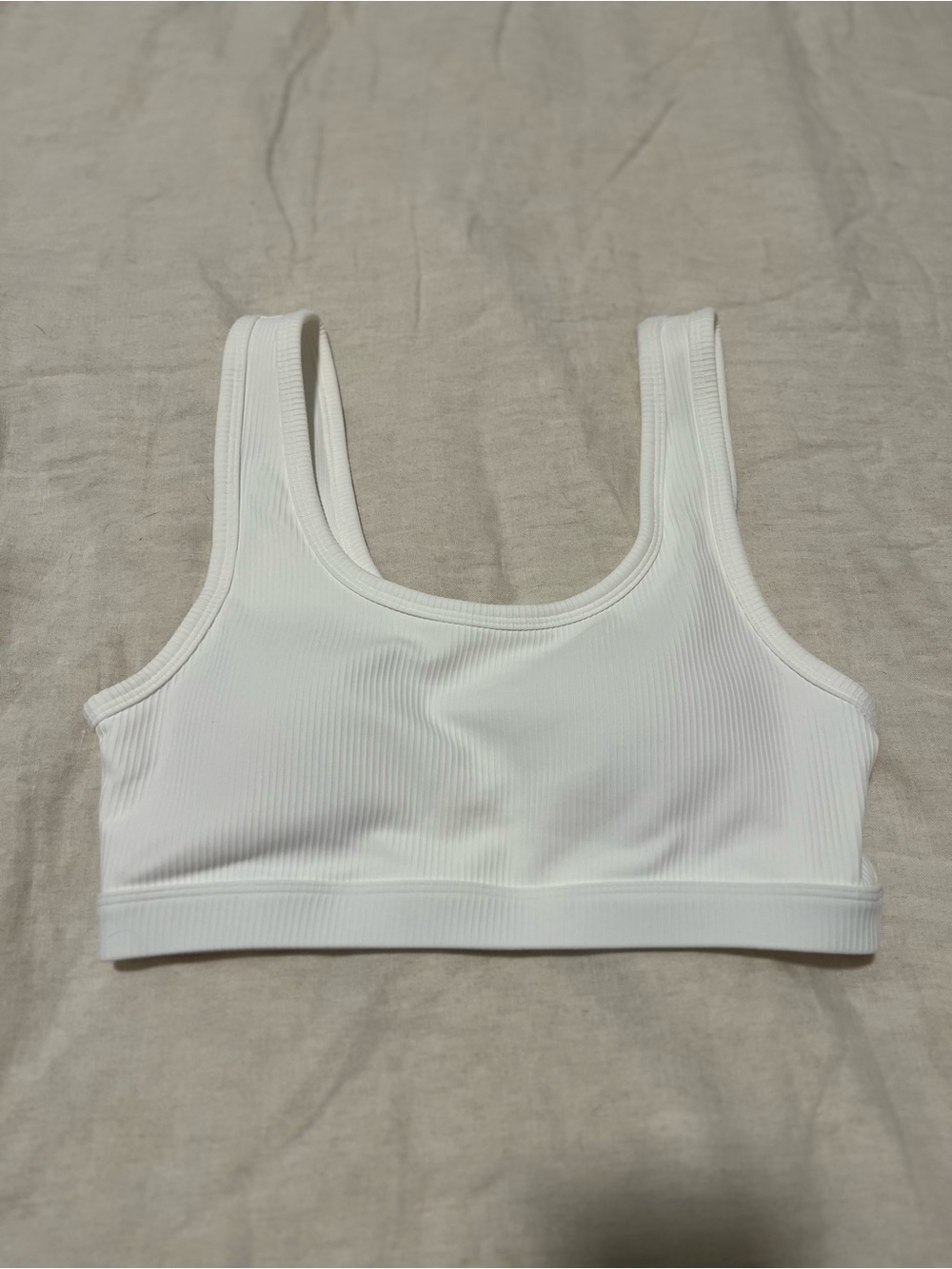 White Ribbed Scoop Neck Bralette